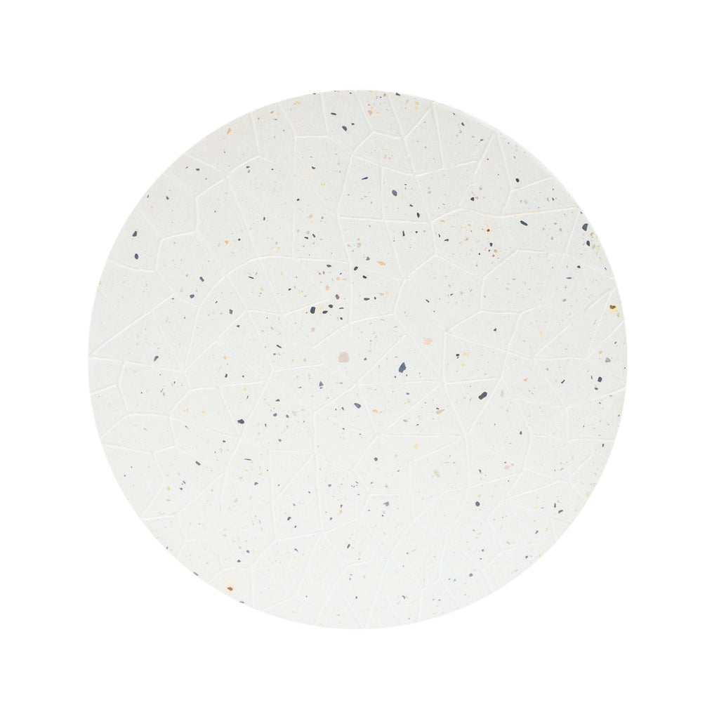 Outdoor Terrazzo Concrete Drum End Table, Living Room Accent Table - White Terrazzo