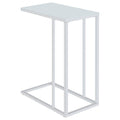 Stella White Glass Top C-Shaped Sofa Side Table Chrome