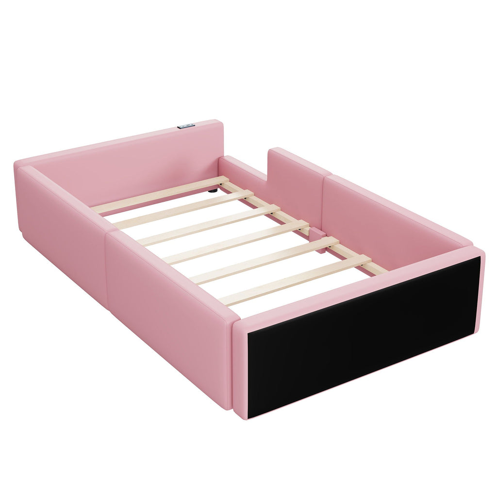 Platform Bed With Guardrail And Charging Station