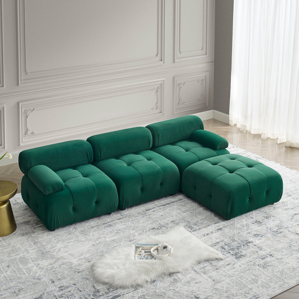 Modular Sectional Sofa, Button Tufted Design With Diy L-Shaped Layout, Reversible Ottoman