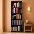 5 Tier Wood Bookcase Freestanding Black Home Office