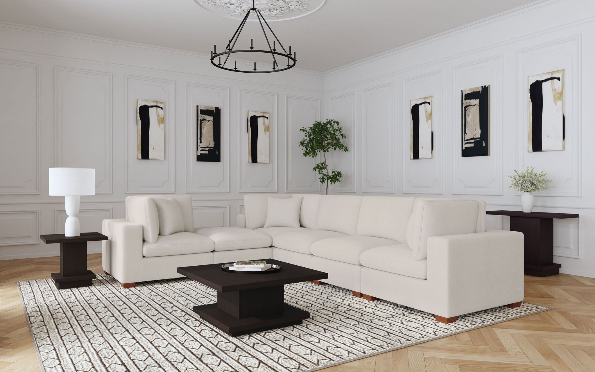 Lakeview Rectangular Upholstered Ottoman Ivory