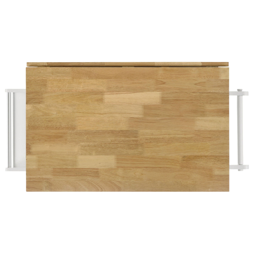 Jalen 3-door Mobile Kitchen Cart Natural Brown and White