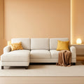 White Linen Sectional Sofa U Shaped 4 Seat Chaise Couch