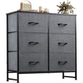 Six Drawer Dark Grey Fabric Dresser For Bedroom Storage