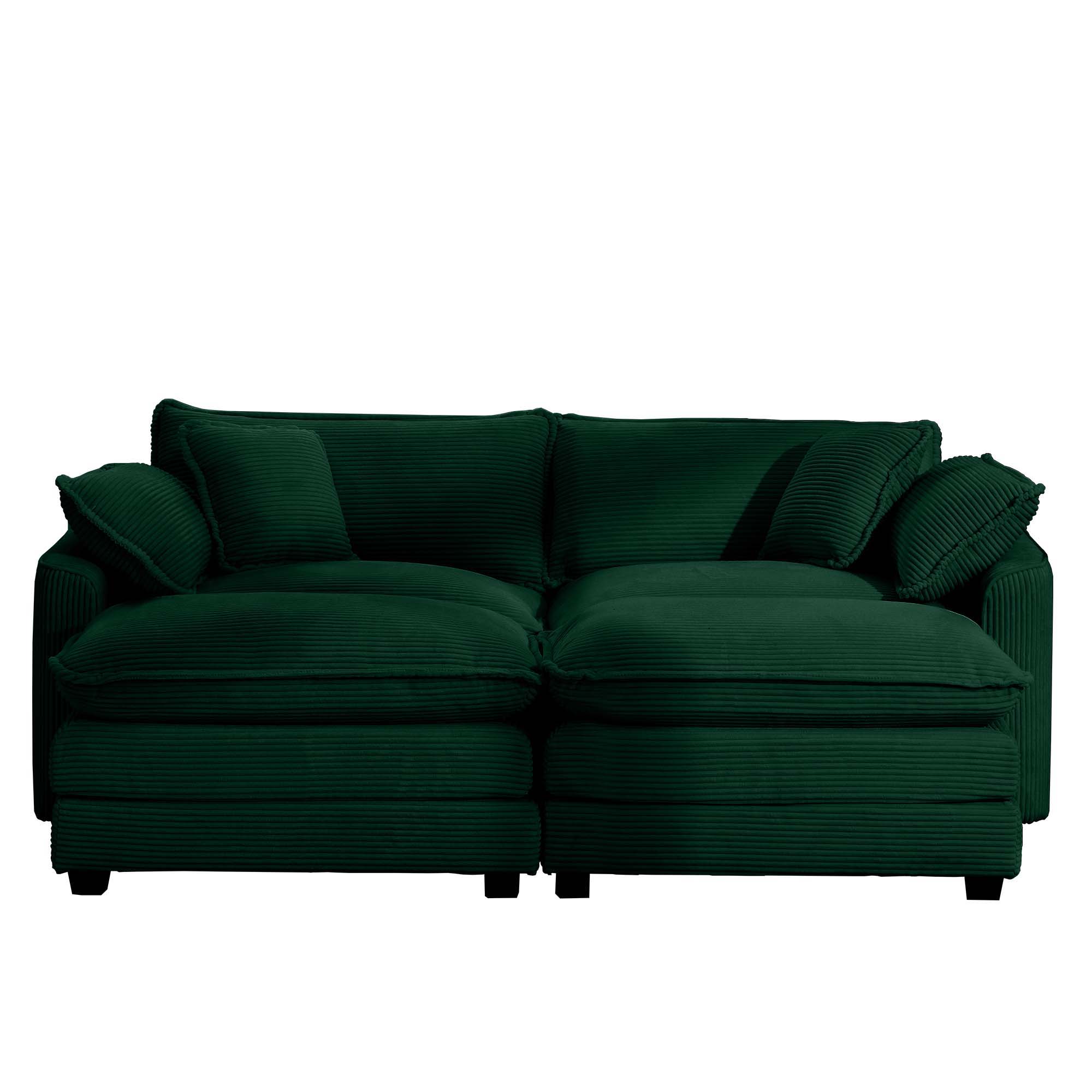 Modern Oversized Modular Cushion Sofa With Ottoman, Low Back, Deep Seating Sofa Set