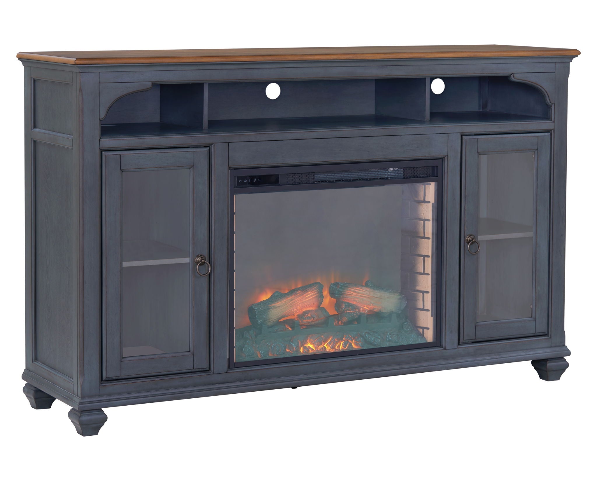 Fireplace TV Stand For TVs Up To 80" - Blue