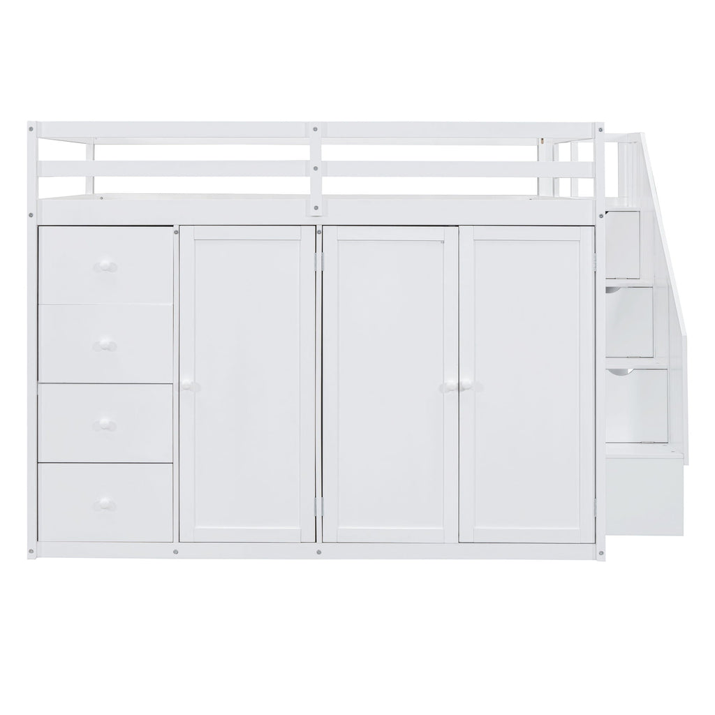 Loft Bed With Built In Wardrobes, Cabinets And Drawers