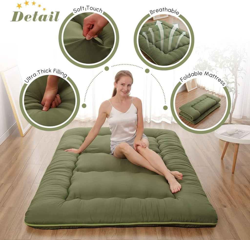 Twin Futon Mattress Portable Thick Roll-Up Floor Comfort