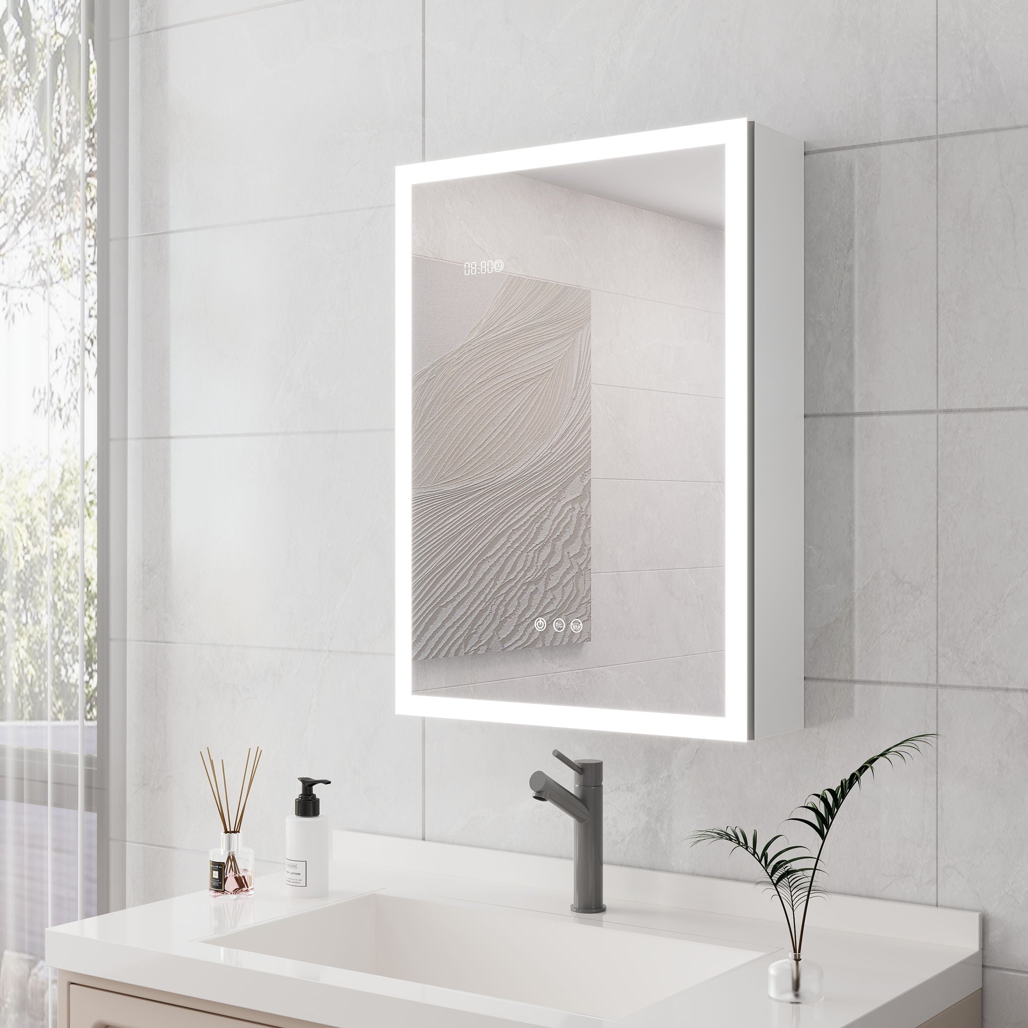 Bathroom Medicine Cabinet With Lights, LED Medicine Cabinet With Mirror, Lighted Medicine Cabinet With Defogger