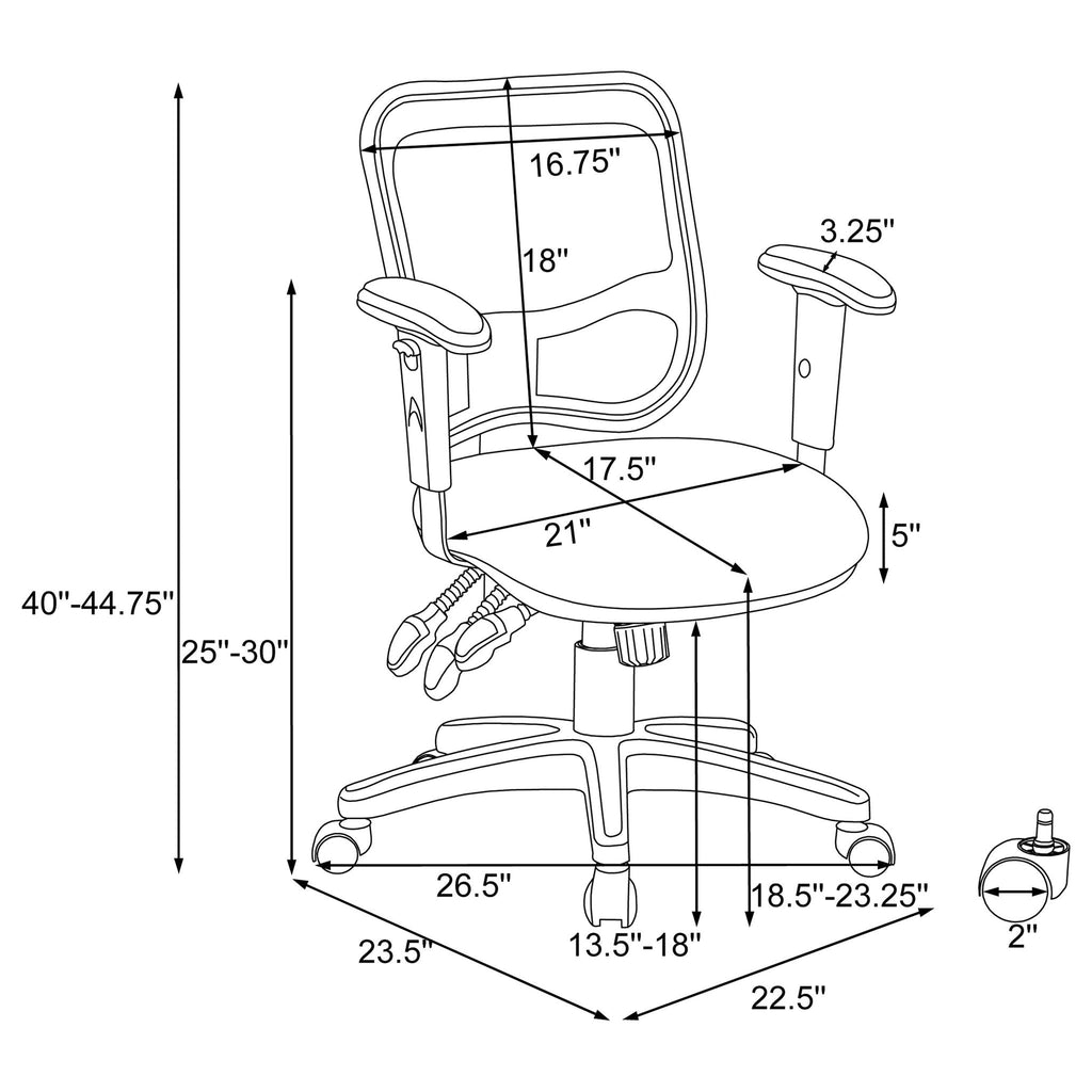 Swivel Office Chair Armrests Ergonomic Design, Adjustable Height And Tilt - Black