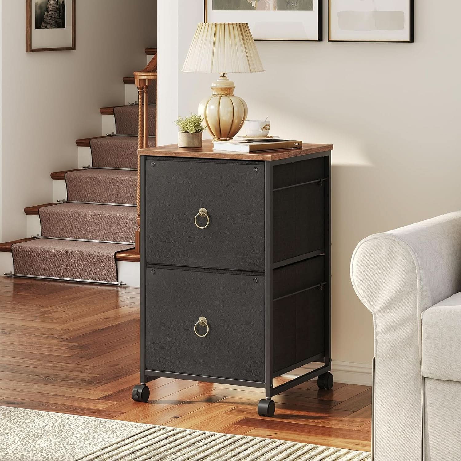 Durable Rolling File Cabinet With Printer Stand 2 Drawer