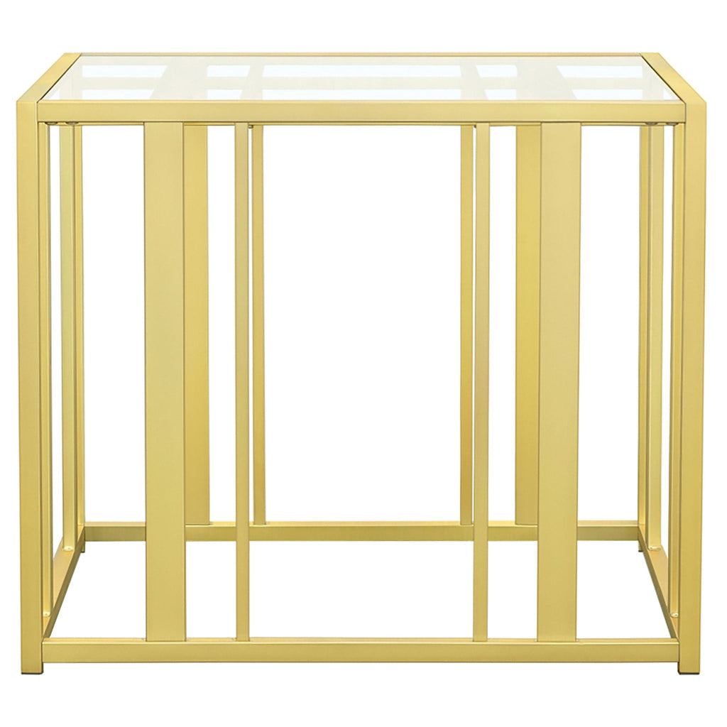 Adri Rectangular Glass Top Side End Table Matte Brass