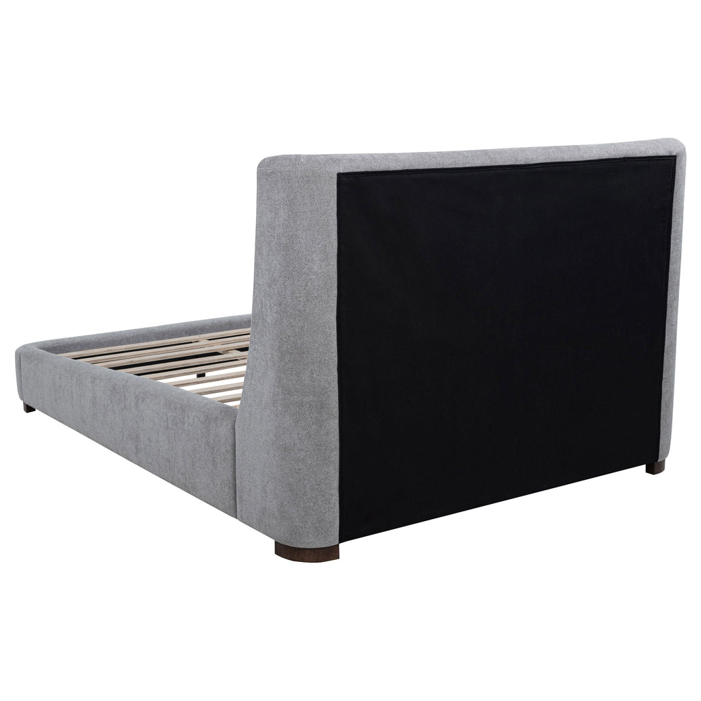 Rennes Upholstered Queen Wingback Platform Bed Grey