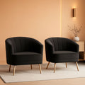 Modern Black Velvet Accent Chair With Gold Legs Living Room