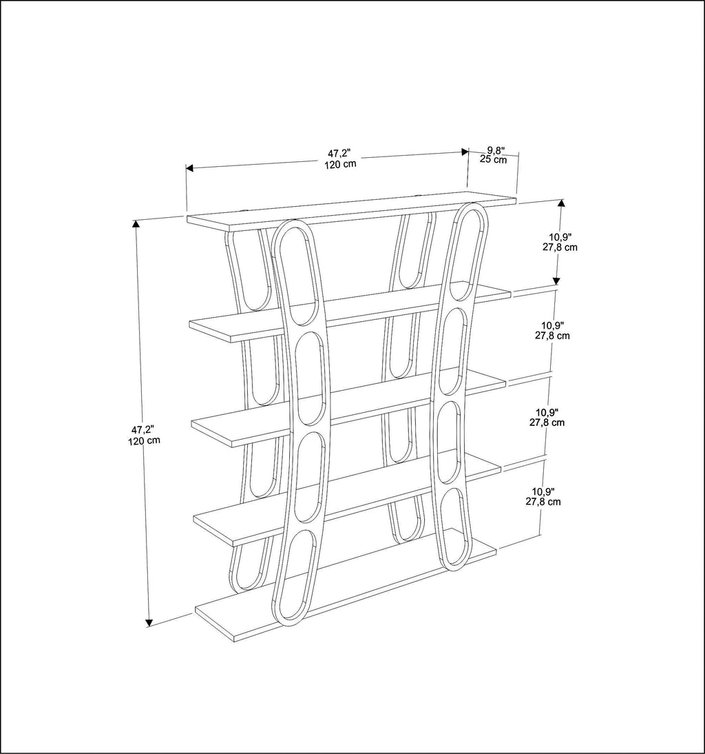 Adar 47" Tall Bookcase | Bookshelf | Display Unit