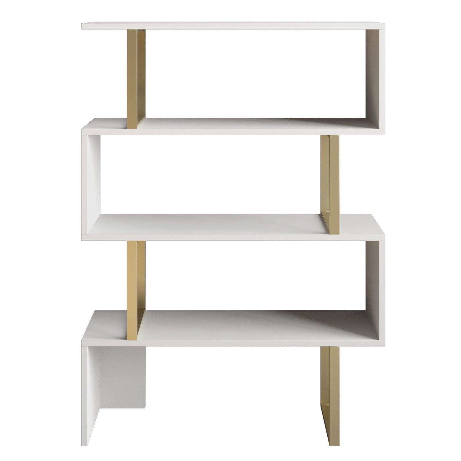 Adriana 49" Tall Metal Manufactured Wood Geometric Bookcase