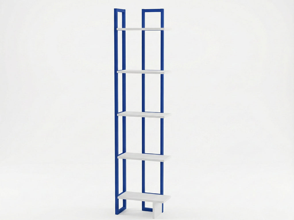 Alice 71" Tall Metal Manufactured Wood Bookcase | Corner Bookcase