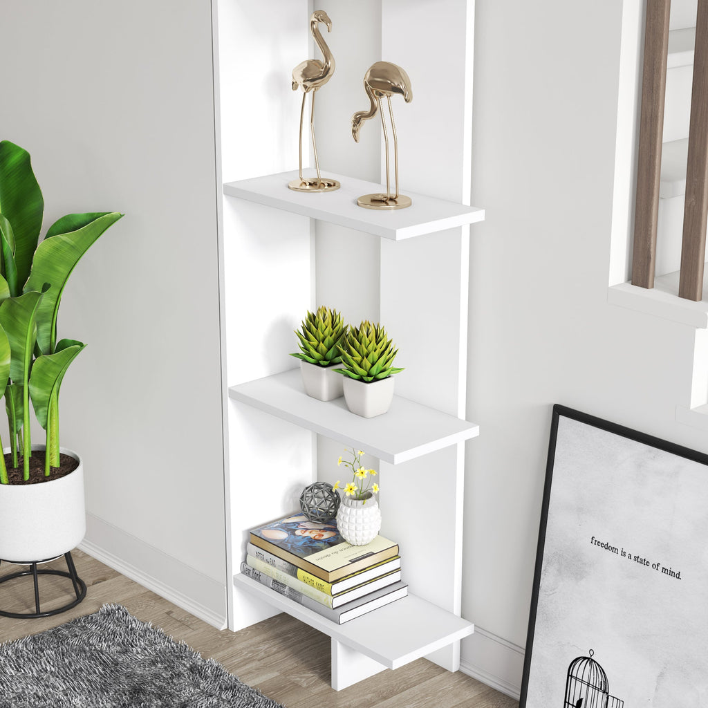 Alice 67” Corner Bookcase – 5-Tier Narrow L-Shaped Wall-Mounted Corner Bookshelf