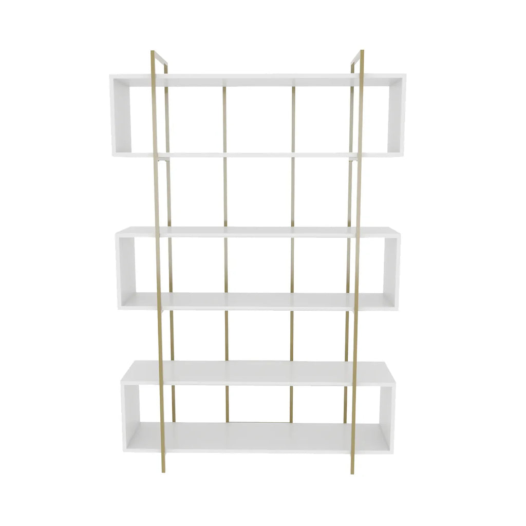 Bruti 71" Tall Geometric Metal Wood Bookcase | Bookshelf | Display Unit