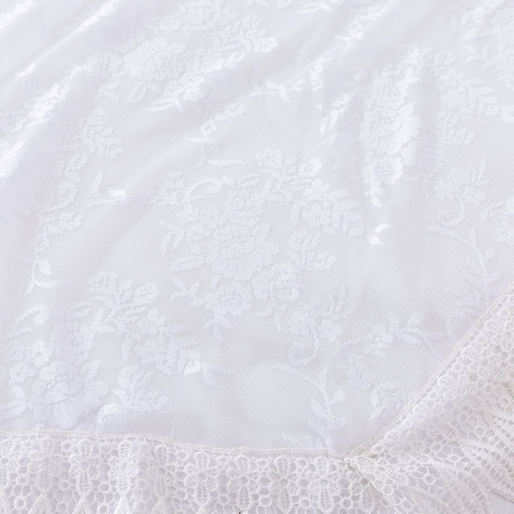 Tache Ruffle Floral Lace Satin White Pink Luxury Delicate Rose Comforter Set (MA125)