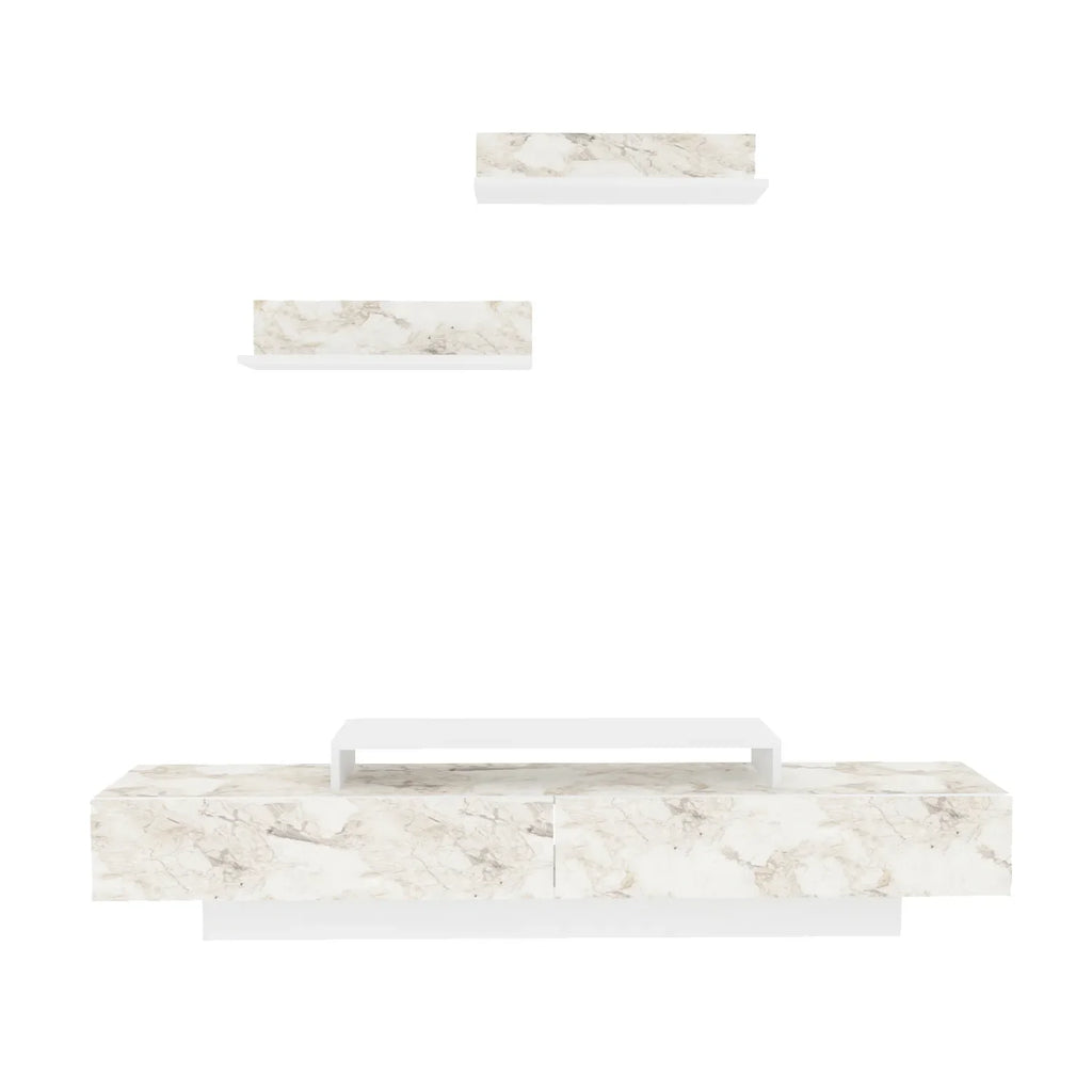 Lusi 71" Wide TV Stand for TVs up to 80" with 2 Wall Shelves