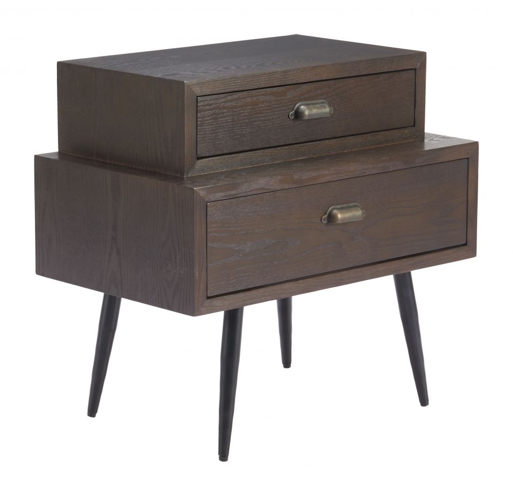 Mechy Tow Drawers Wooden Side Table