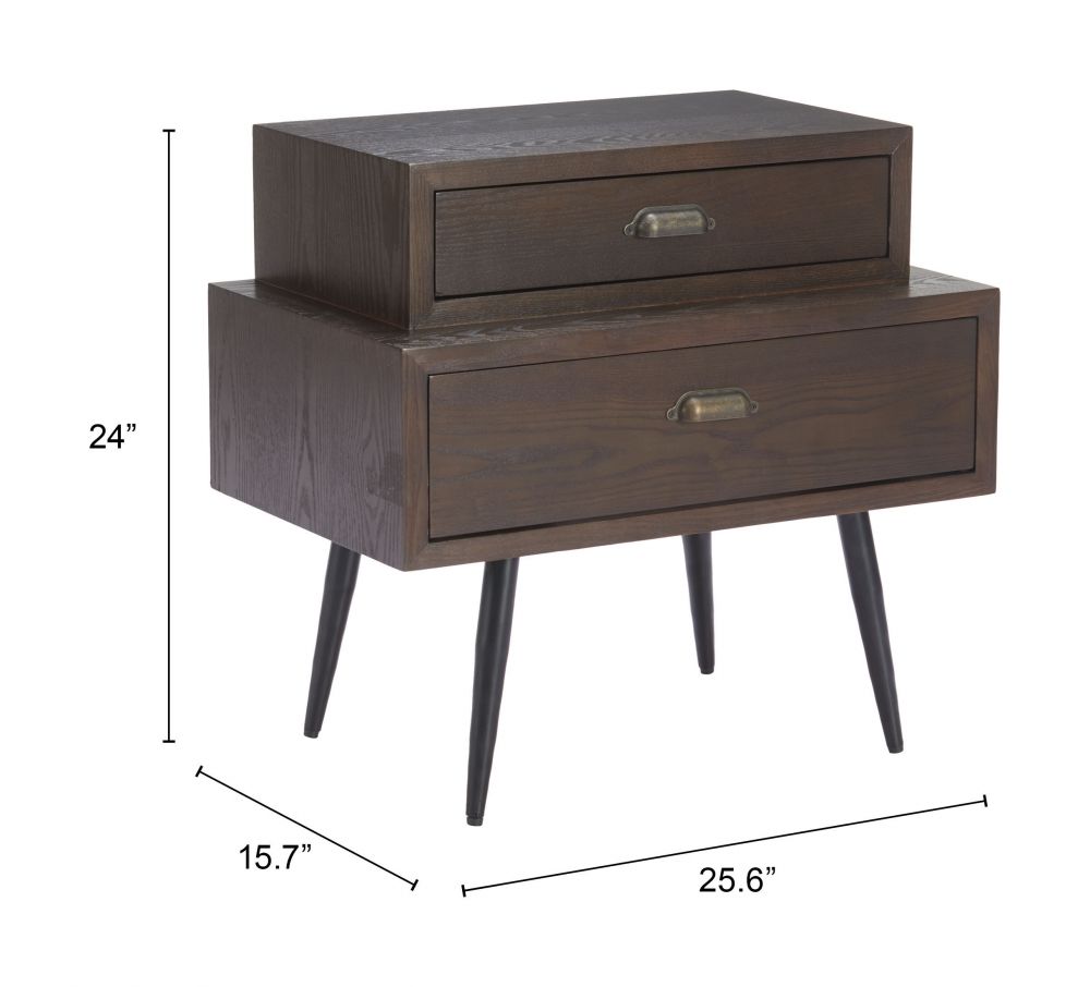 Mechy Tow Drawers Wooden Side Table