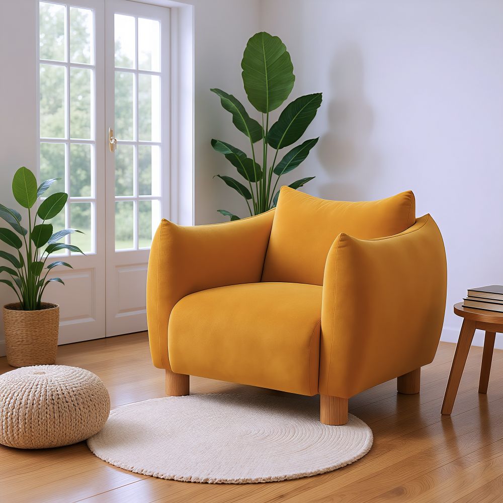 Meia Mustard Velvet Club Chair