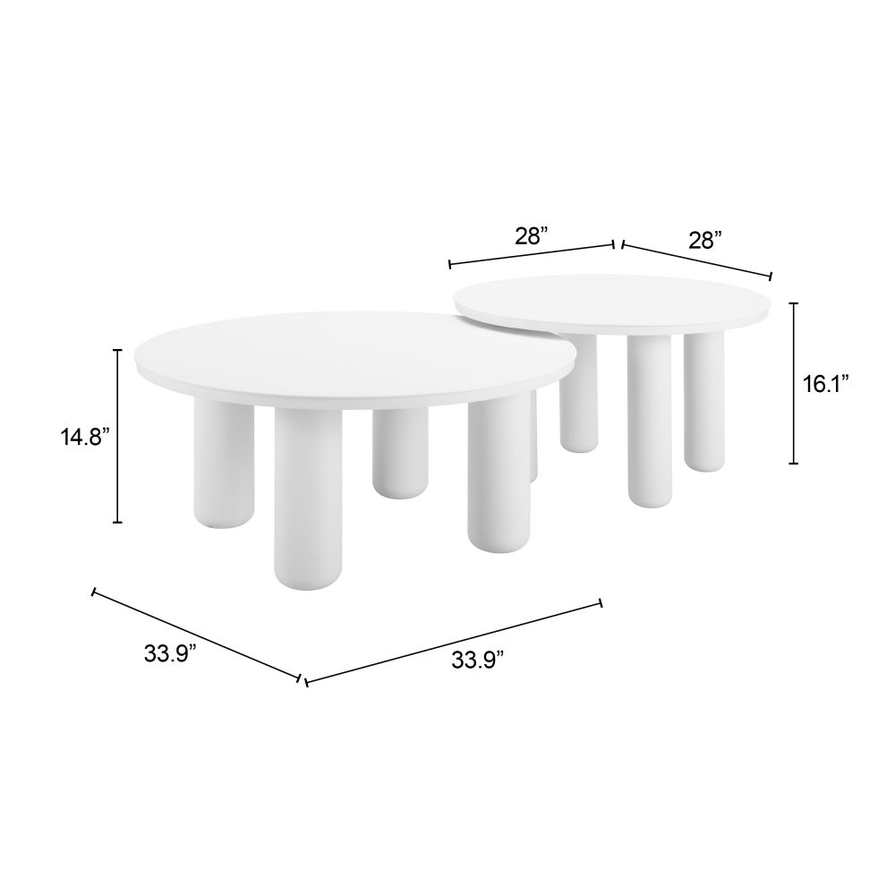 Ola Aluminum White Coffee Table 2PC