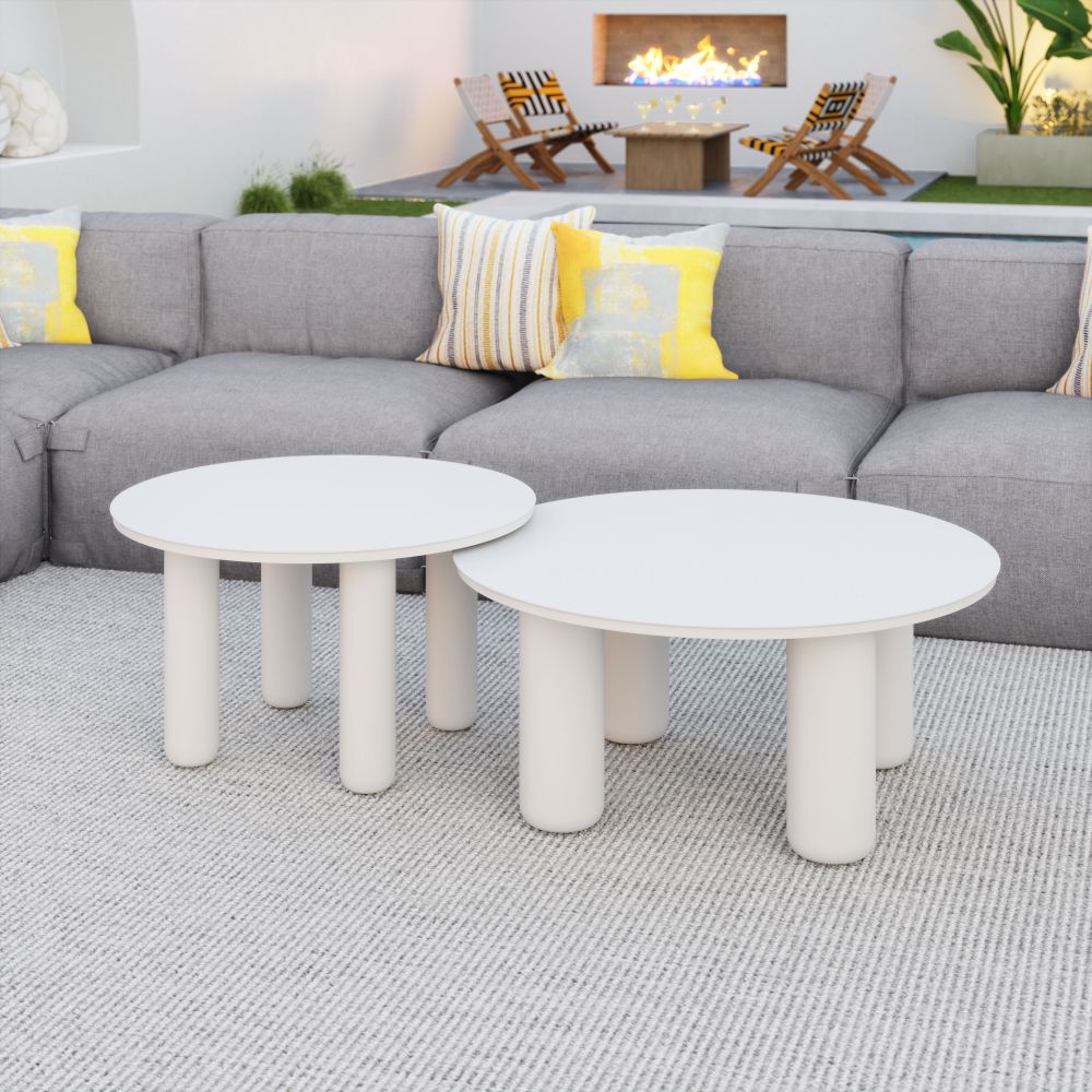 Ola Aluminum White Coffee Table 2PC