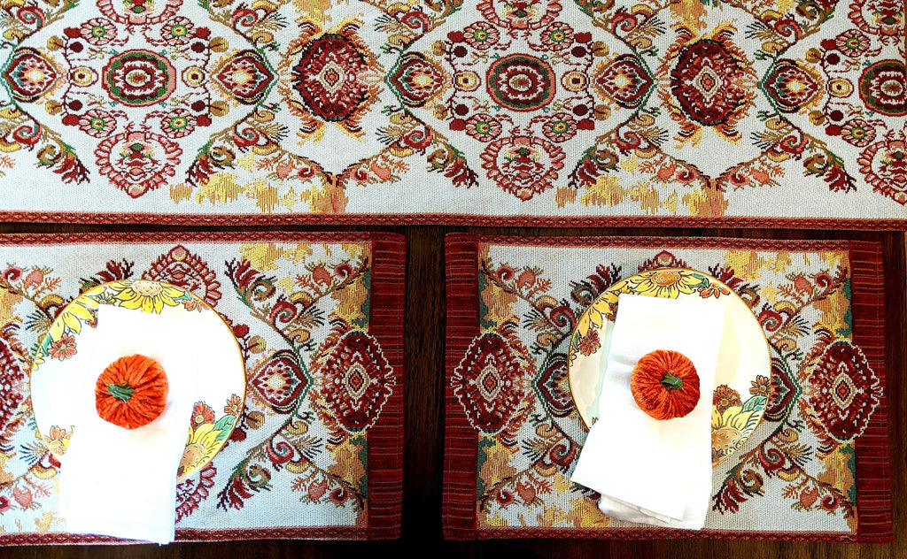 Tache Elegant Burgundy Ornate Paisley Woven Tapestry Table Runner (18194)