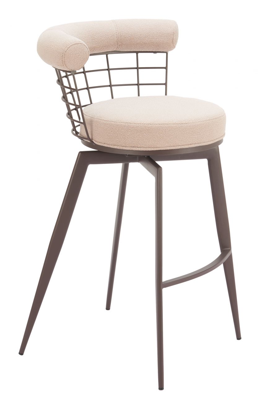 Saku Textured Fabric Swivel Barstool