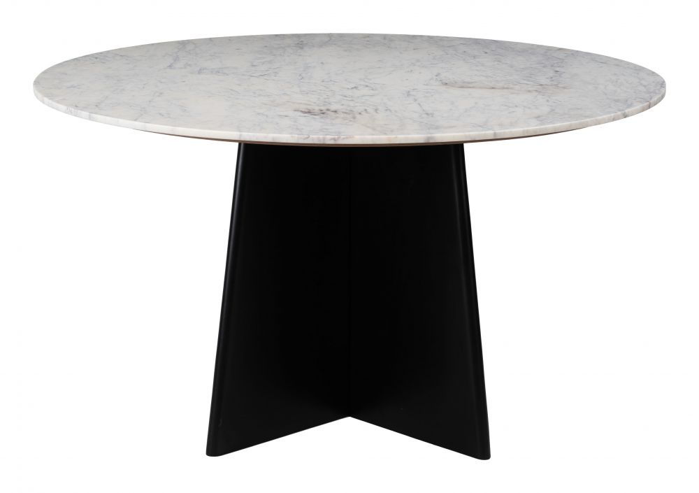 Strela White Marble Top Round Dining Table