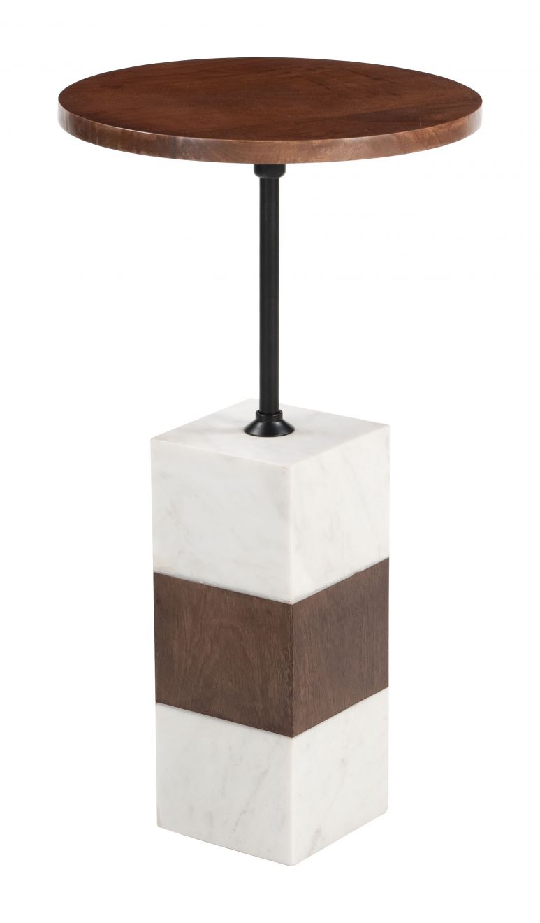 Stuk Wood Top Round Side Table
