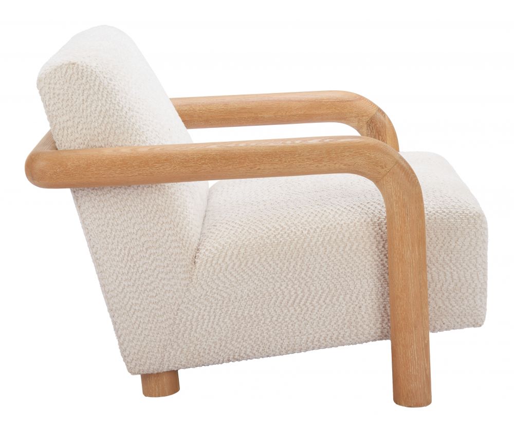 Subliem White Textured Fabric Accent Chair