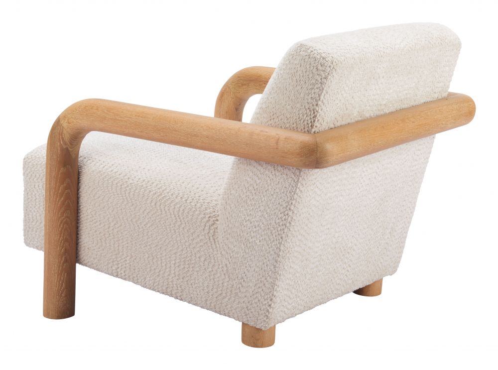 Subliem White Textured Fabric Accent Chair