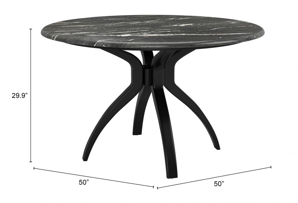 Sumay Black Marble Top  Round Dining Table