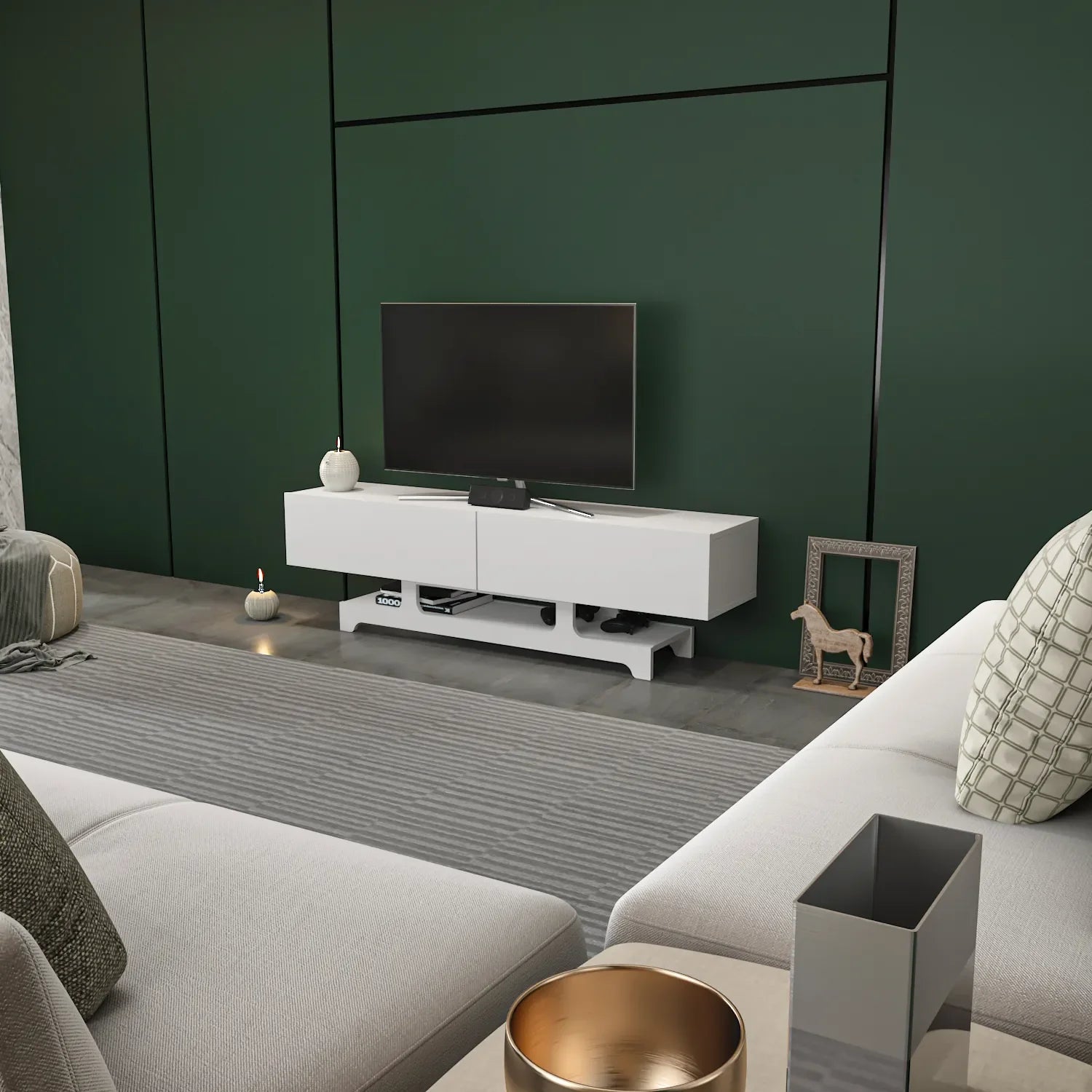 Tera 63" Wide TV Stand and Media Console for TVs up to 72"
