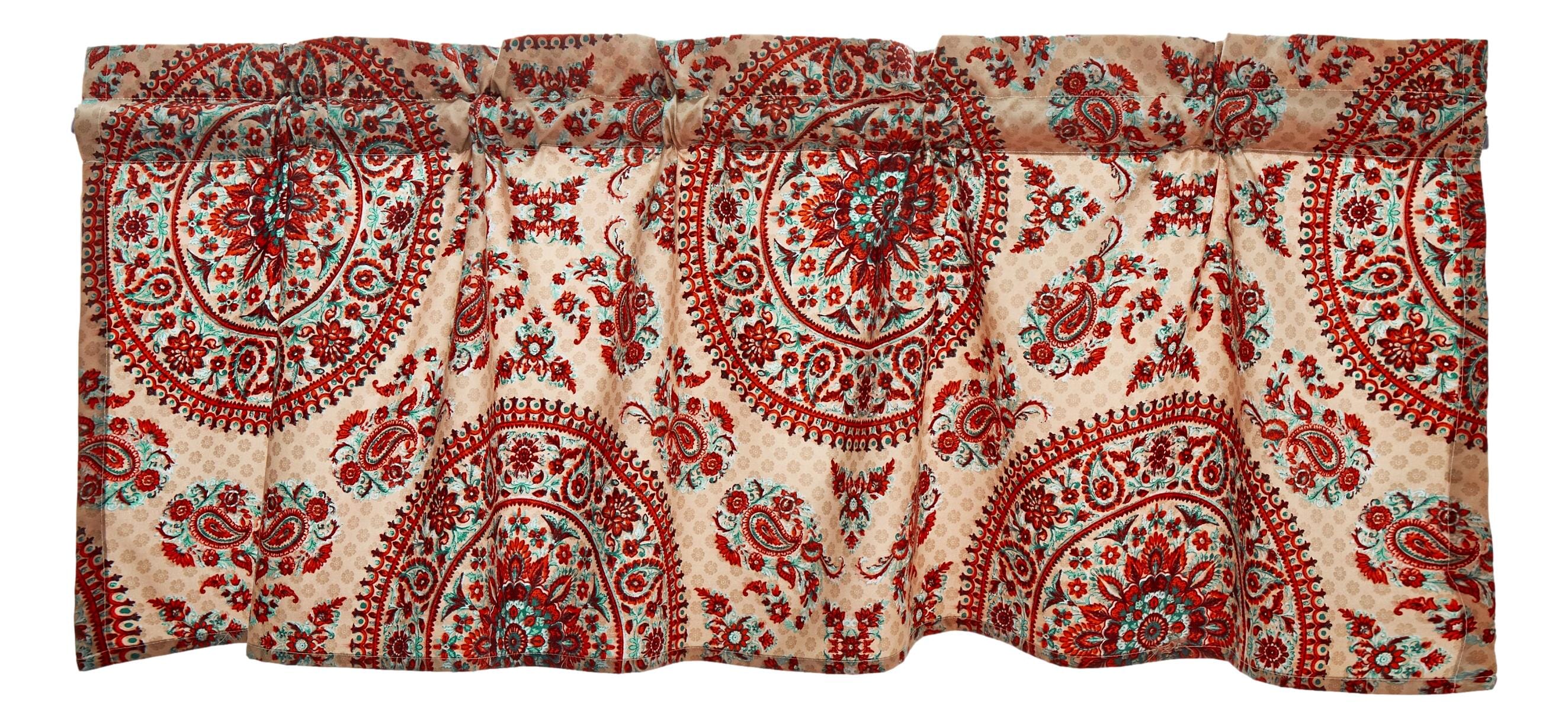Tache Bohemian Desert Medallion Boteh Paisley Taupe Window Valance (TJ3502)