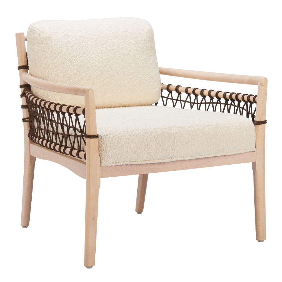 Wezly Ivory Textured Fabric Accent Chair