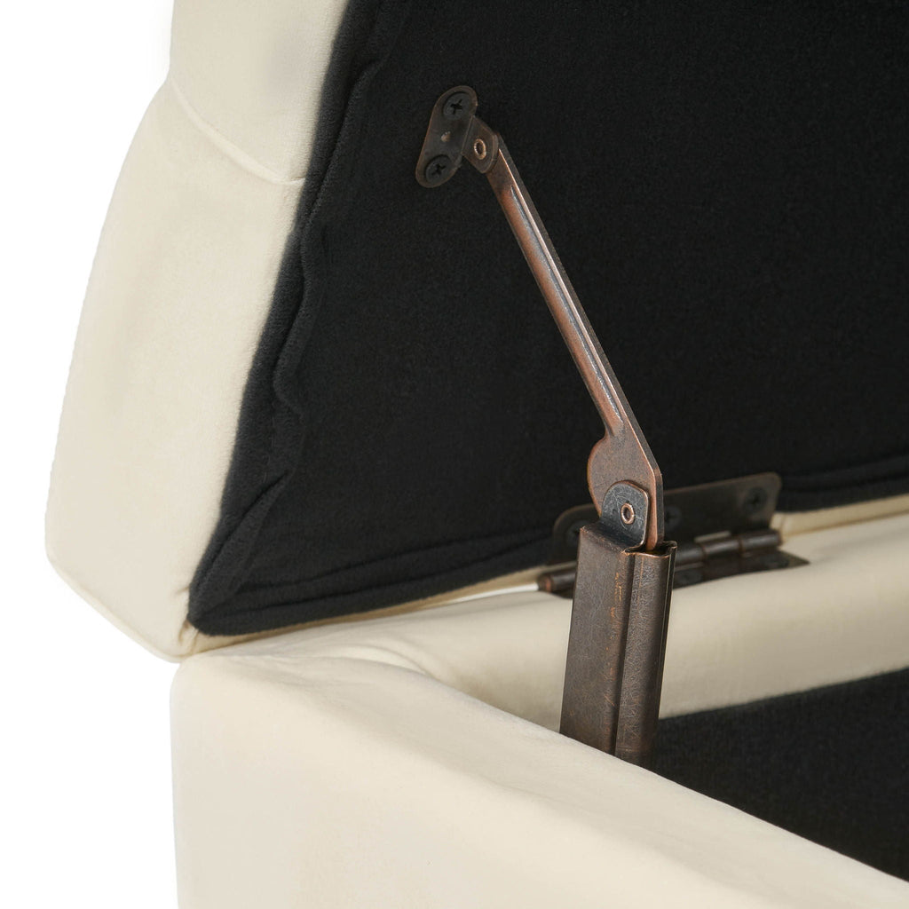 Button Tufted Diamond Stitch Storage Ottoman - Beige