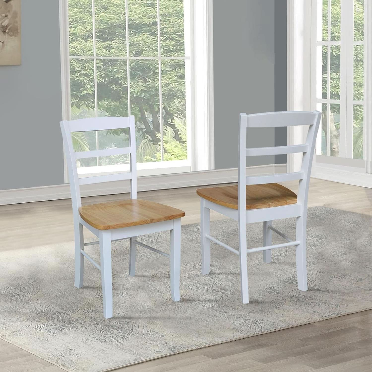 Madrid Ladderback Dining Chairs Parawood Construction White Natural