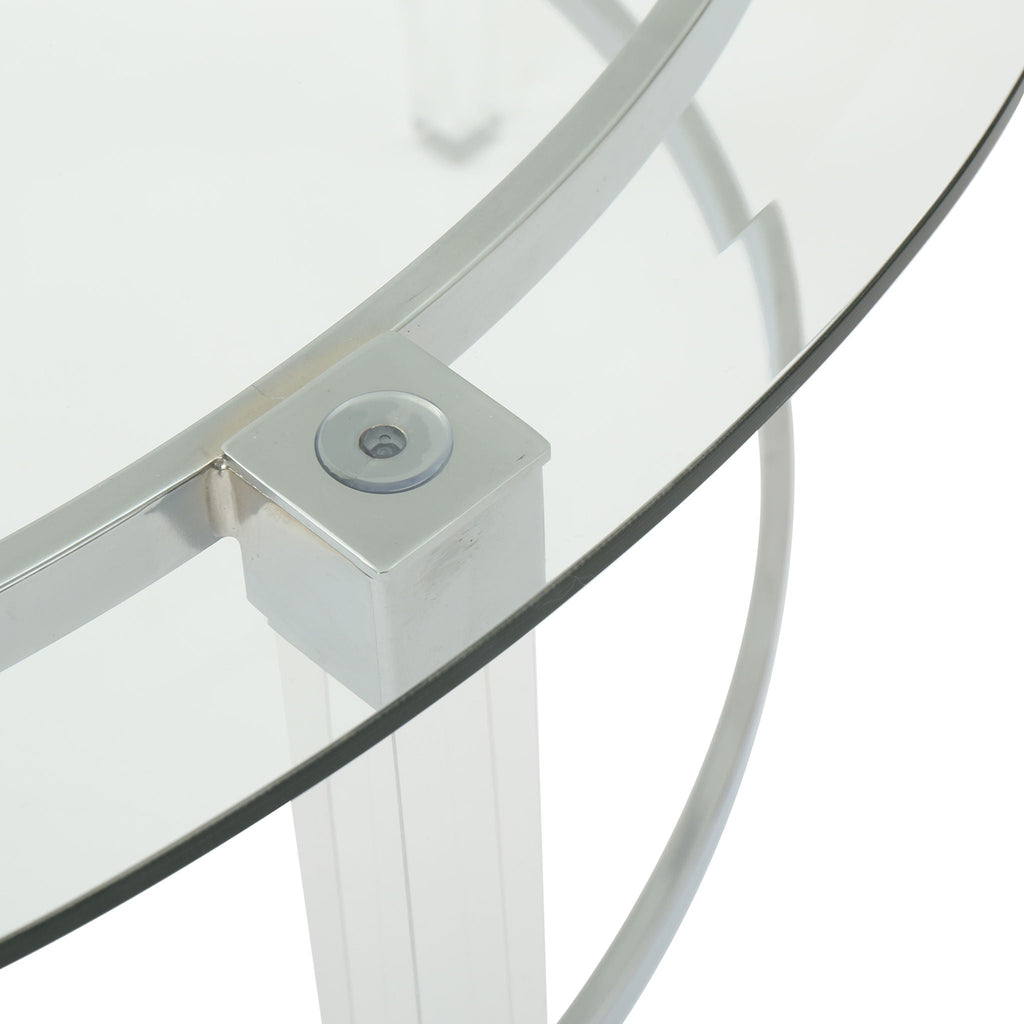 Tempered Glass Round Coffee Table With Four Legs - Clear