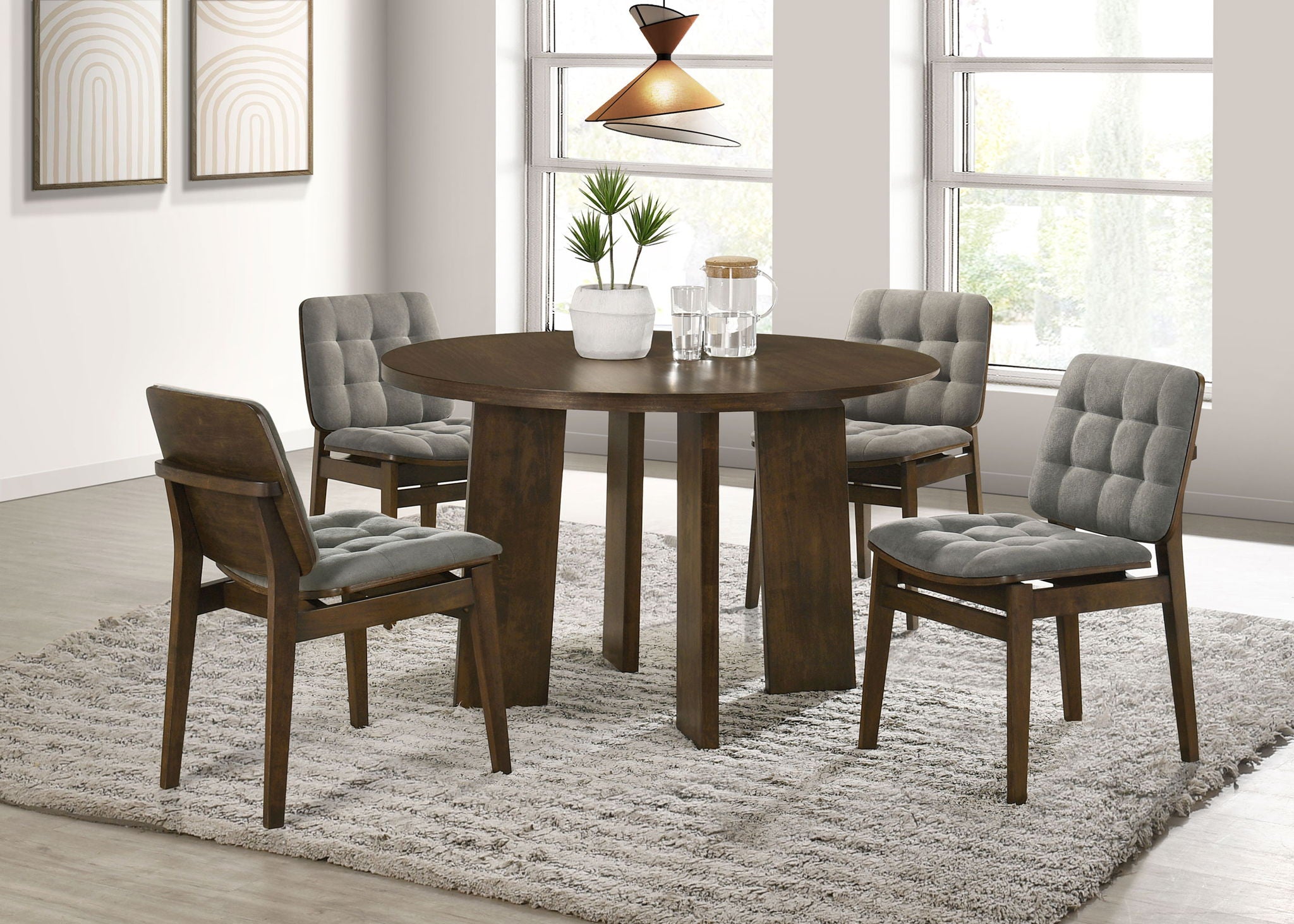 Strouse 5-piece Dining Set Grey and Walnut