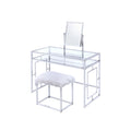 Carenze II - Vanity Set - White Faux Fur & Chrome