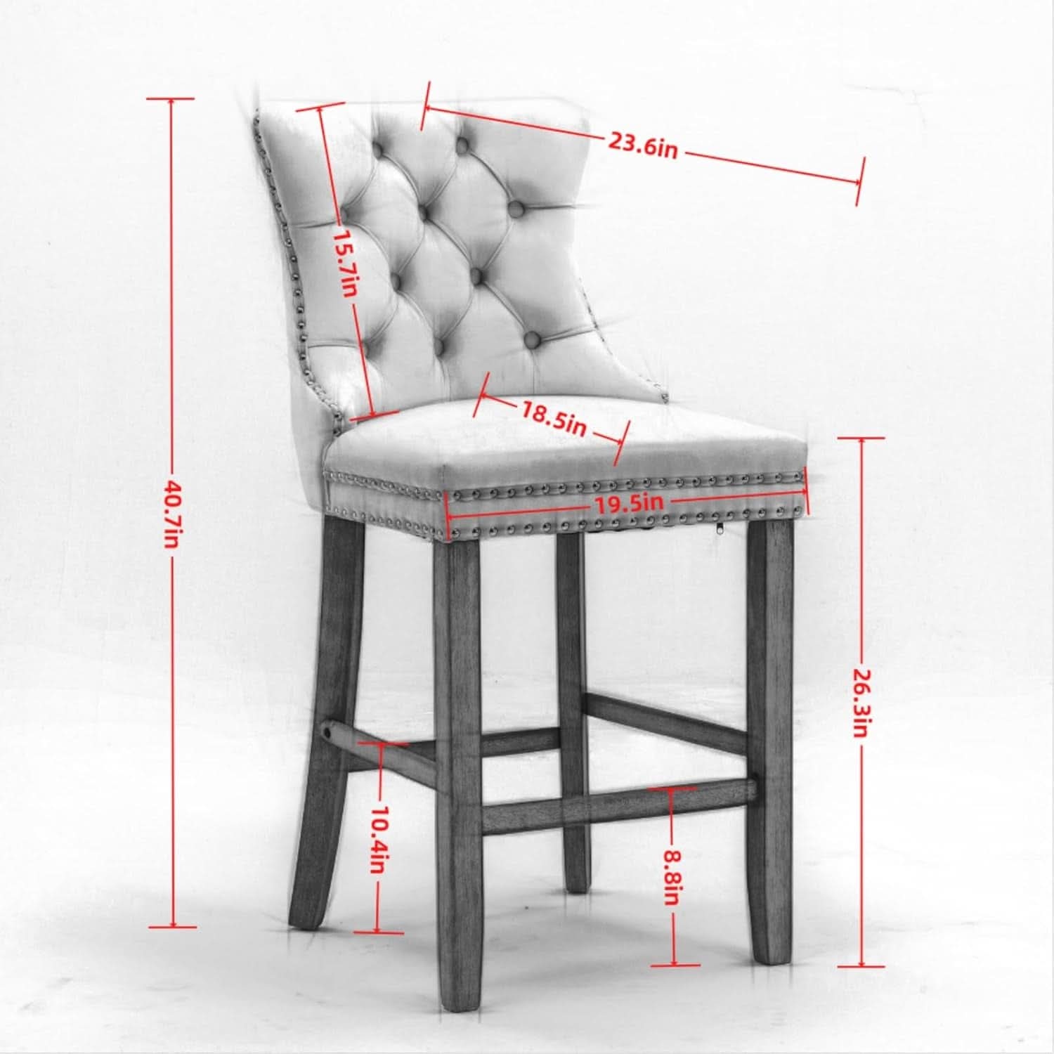 Wingback Velvet Bar Stools Set Of Two Orange Counter Height