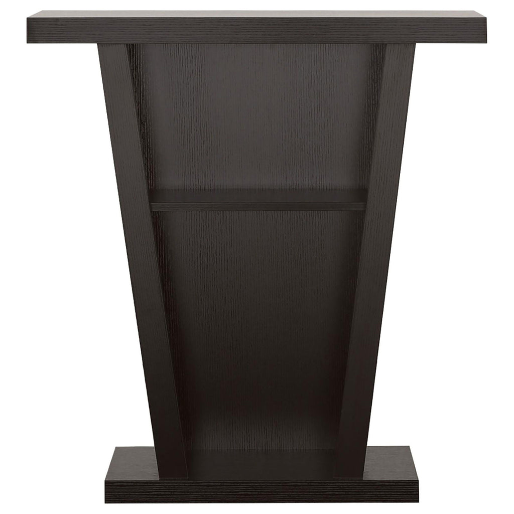 2 Shelf Console Table With V Shape Design - Brown