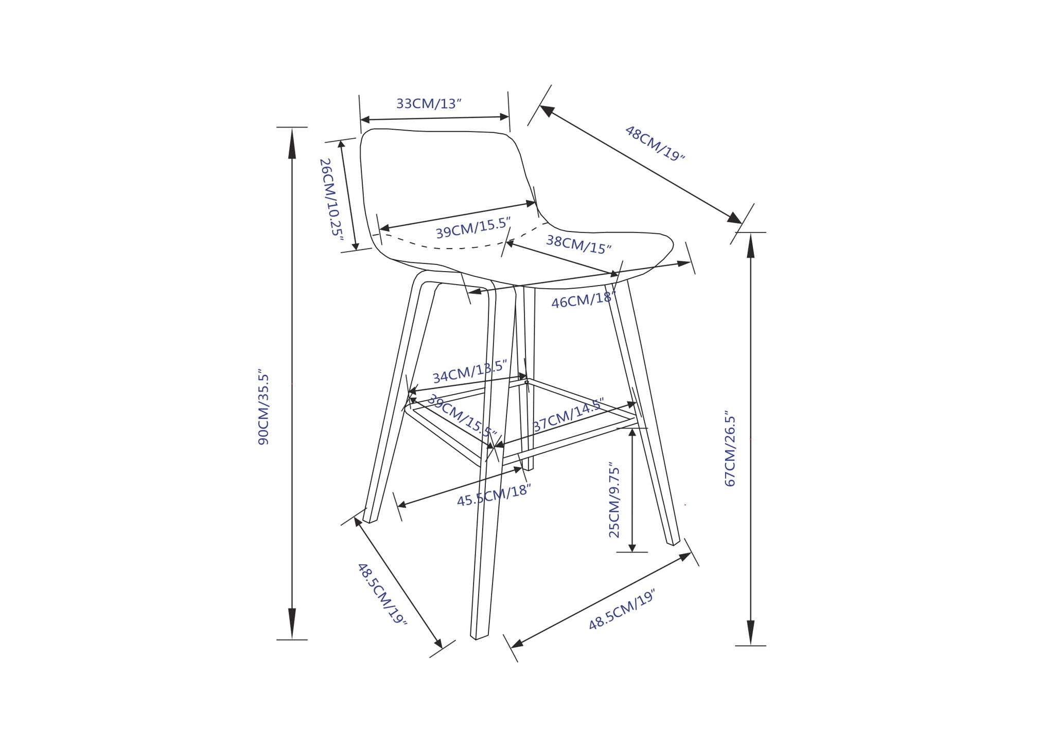 Addy - Counter Stool (Set of 2) - Distressed Brown