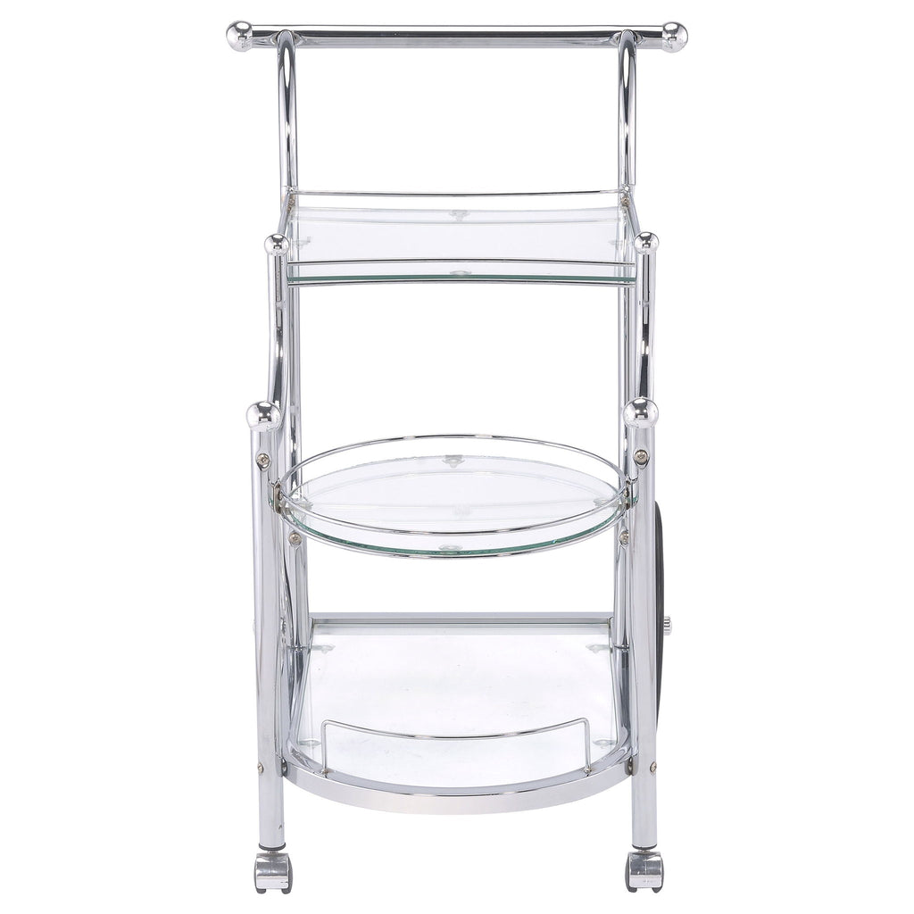 Reia - 3 Tier Cart With Casters & Tempered Glass Design - Chrome